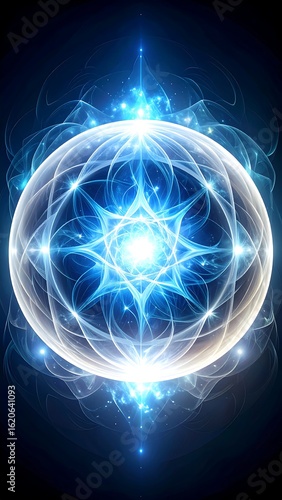 Abstract sphere of light and swirling energy