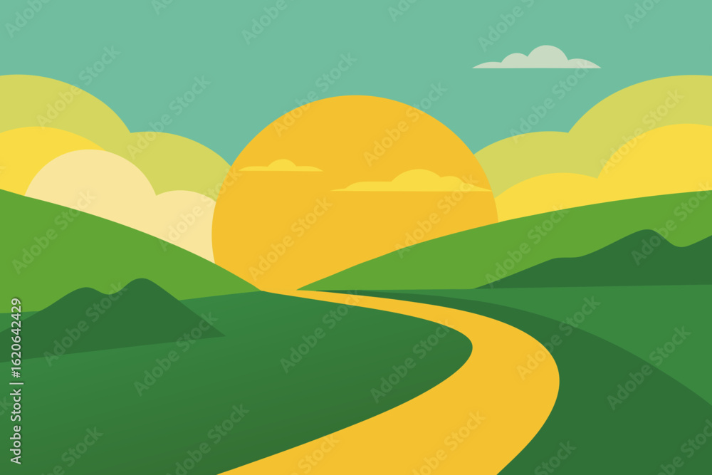 Fototapeta premium landscape with mountains and hills