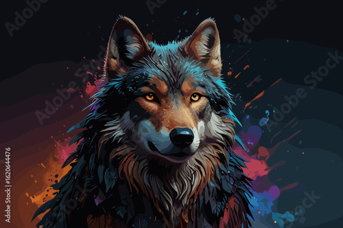 "Celestial Wolf in Nebula Galaxy – Cosmic Animal T-Shirt Vector Art"