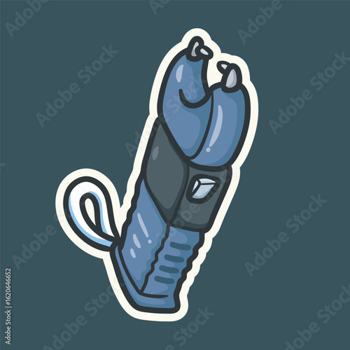 white and black outlined handheld electroshock weapon in isolated background