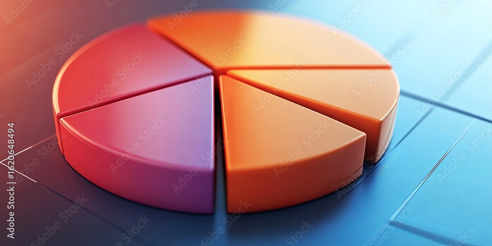 Obraz premium a pie chart with clear segments and smooth gradients, perfect for professional, business-themed backgrounds.
