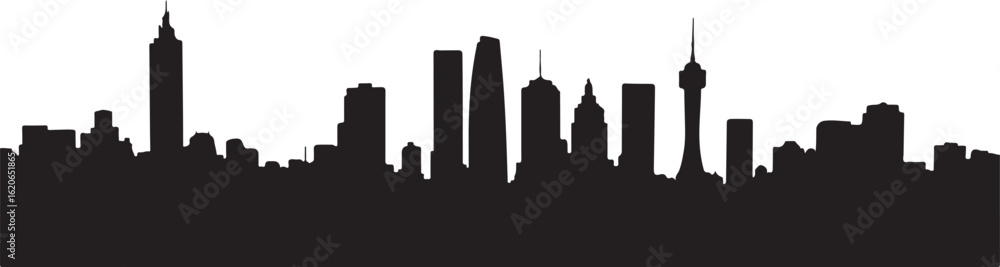 Obraz premium Black and White Mexico City Skyline Silhouette Photograph