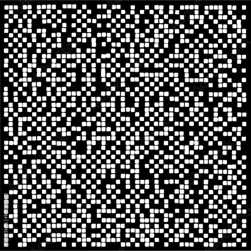 Dense grid of white squares on a black background creating a pointillistic visual texture and pattern