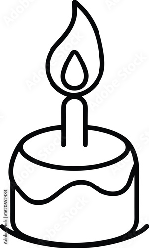 cake candle flicker icon line art vector on transparent background