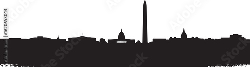 Black and White Washington DC Skyline Silhouette Illustration