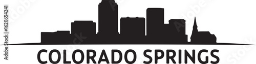 Minimalist Black and White Colorado Springs Skyline Silhouette