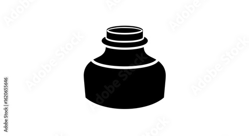 An inkwell for writing minimalist black and white icon