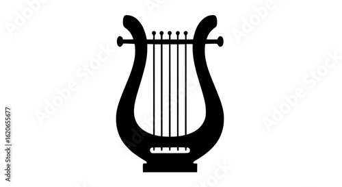 A lyre musical instrument minimalist black