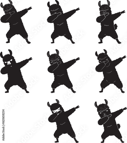 Cartoon monster doing the dab dance silhouette