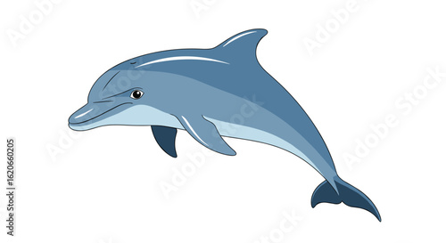 Graceful blue dolphin leaping through clear ocean waters on a bright sunny day