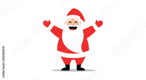 Joyful Santa Claus Character Spreading Holiday Cheer with Open Arms Welcoming Everyone