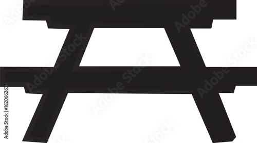 Picnic table black silhouette icon - of a home office picnic table, furniture vector art