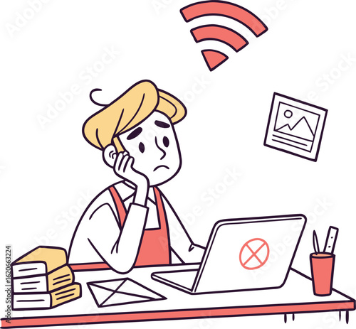 Frustration and Disconnection: A visual representation of the modern-day struggle, a person battling with technology and an unstable internet connection, epitomizing the challenges of the digital age.