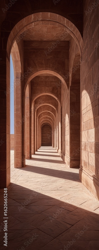 Fototapeta premium Sunlit arched corridor