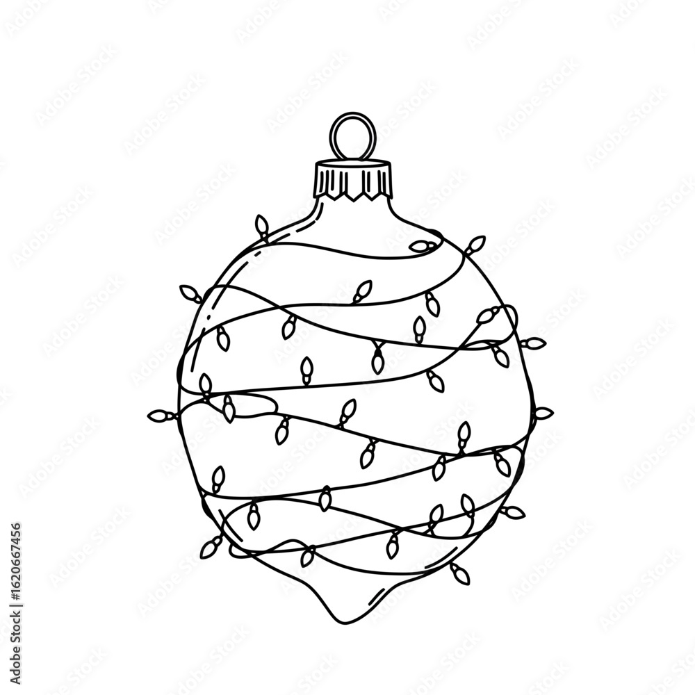 Fototapeta premium Christmas ornament with lights wrapped around it art silhouette