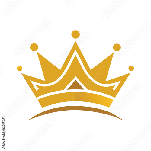 Queens or kings crown vector logo. Golden corona logotype on white background