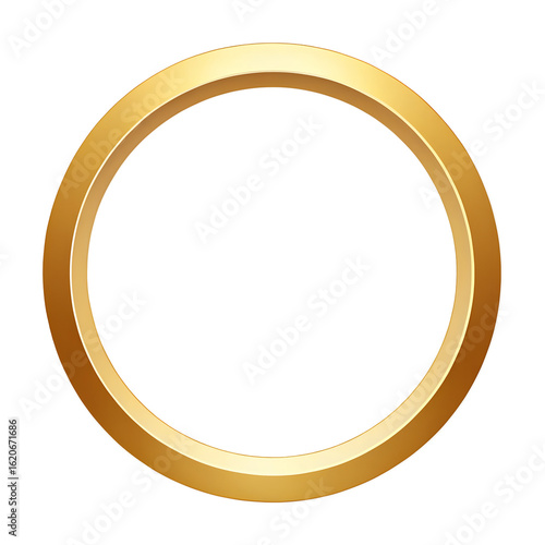 Golden ring circular frame isolated on transparent background