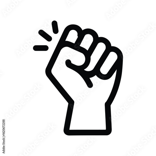Knocking Fist Icon Vector Illustration - Symbol of Urgency and Request - Black Outline on Transparent Background - Ideal for Notification and Alert Designs