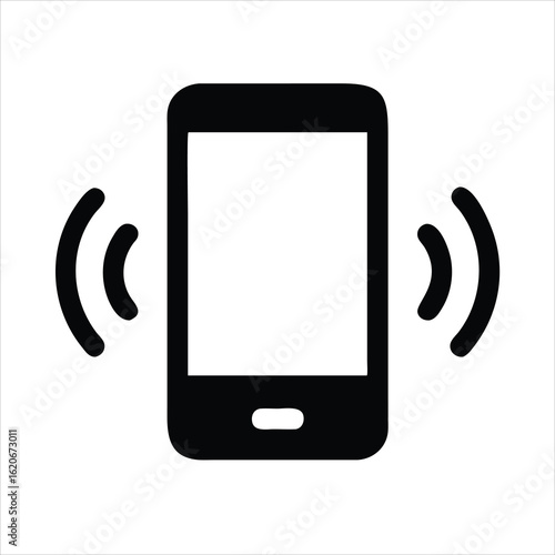 Smartphone Mobile Phone Vibrating or Ringing Flat Vector Icon on White Background