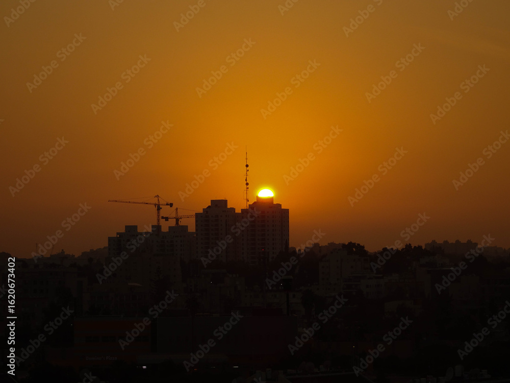 Fototapeta premium sunset over the city