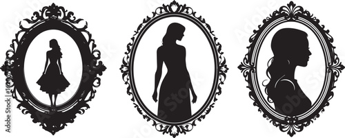 Women icons photo frame in circle vector