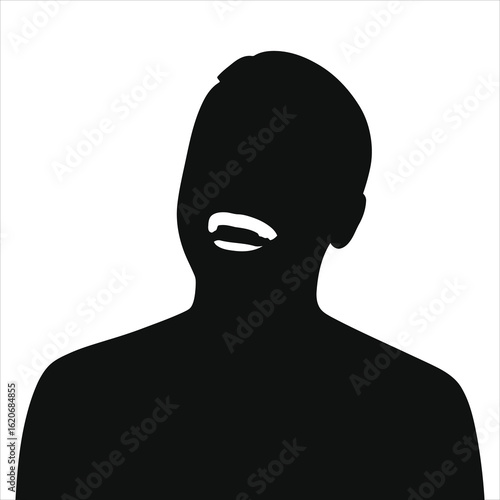 Loud Laughter and Cheerful Emotion | Black and White Silhouette of a Man Crying of Laughter | Happiness, Joy and Fun