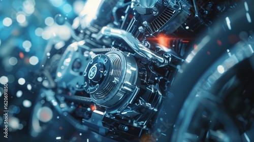 Motorcycle engine close up detail
