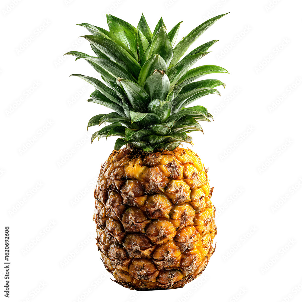 Fototapeta premium Ripe Pineapple Isolated on Black Background,