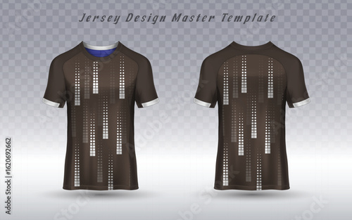 Abstract athletic jersey mockup with a vertical digital matrix pattern. This professional sports apparel template is ideal for custom team uniforms, sportswear branding
