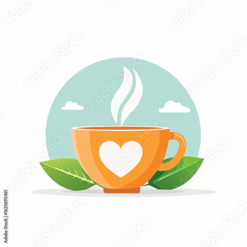 Tasse Tee mit Herzsymbol – Entspannung und Selfcare