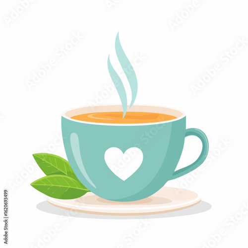 Tasse Tee mit Herzsymbol – Entspannung und Selfcare