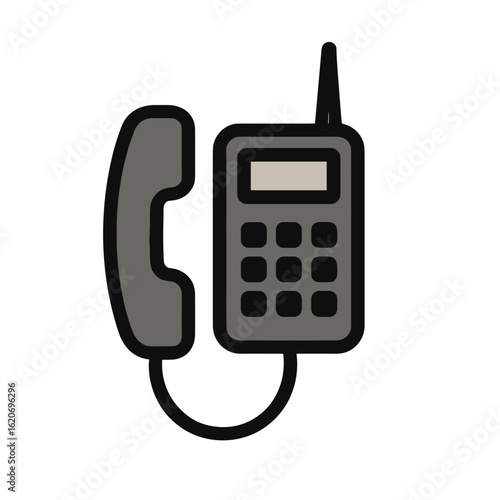 Vector illustration of a traditional corded telephone with keypad