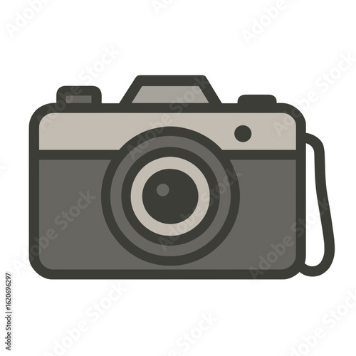 Vector illustration of a vintage 35mm camera with lens