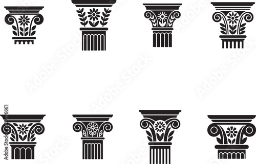 Classical column capitals with floral motifs classical architecture