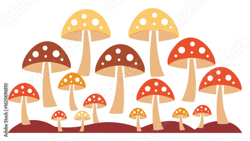 Red orange yellow spotted mushrooms fungi toadstools