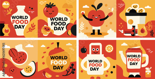 Flat Design Illustration Set for World Food Day Celebration Awareness