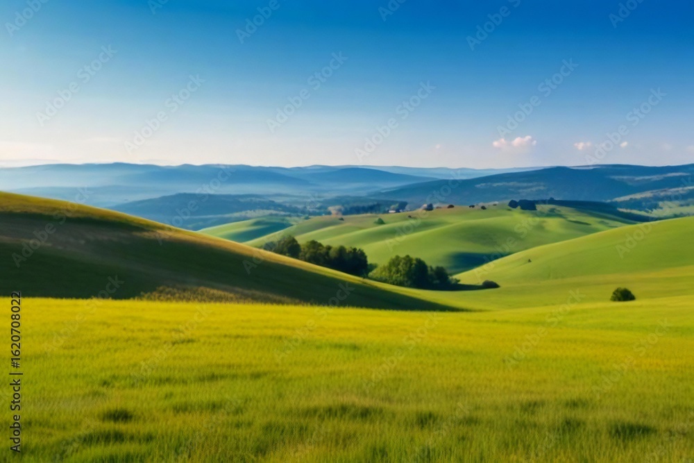 landscape with green grass and blue sky landscape with green grass and blue sky