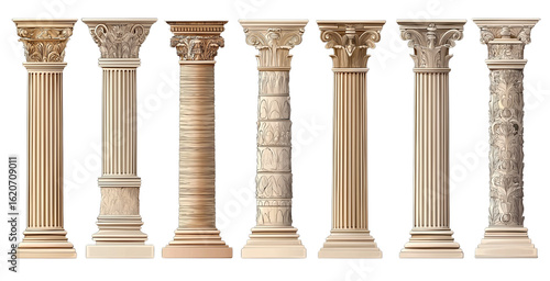 set of greek columns, cutout