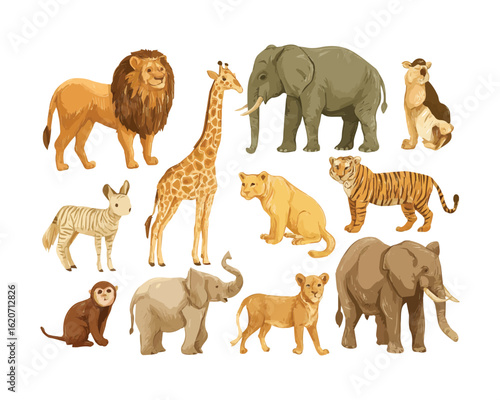 set of wild animals