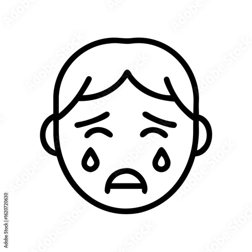 Sad crying emoji vector illustration representing sadness grief depression and emotional expression with tears face
