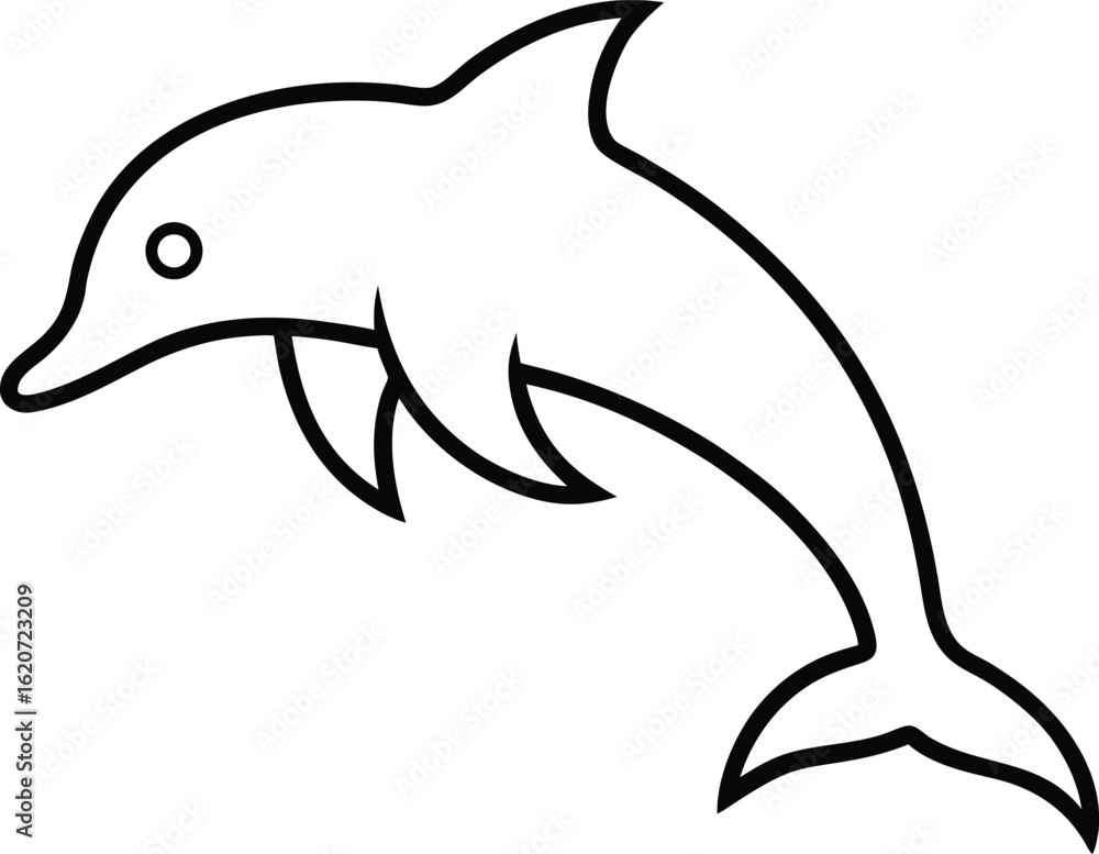 Fototapeta premium dolphin icon outline vector illustration on transparent background