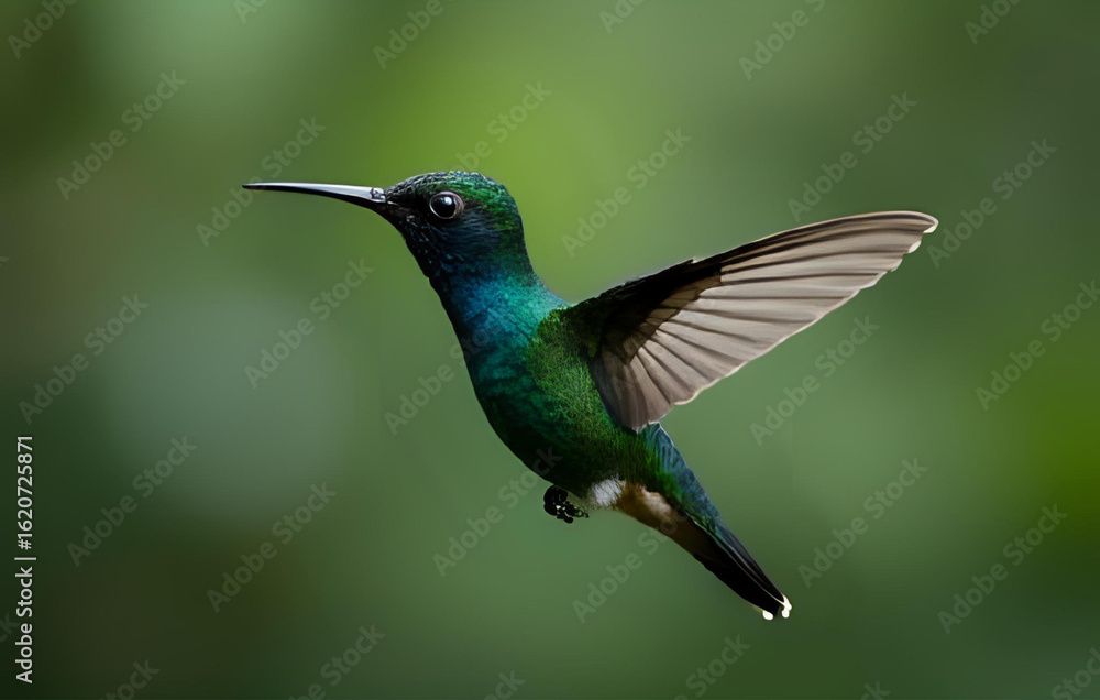 Fototapeta premium hummingbird on green background