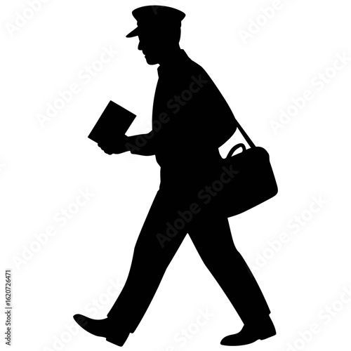 Silhouette of a mailman delivering mail