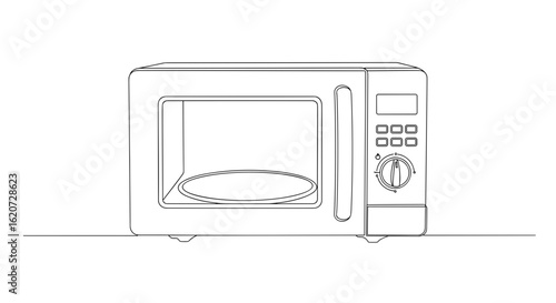 Microwave oven in minimalist style with simple outline design  