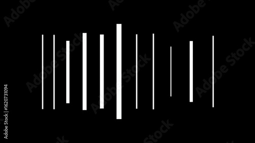 Simple sound wave icon animation,Sound wave audio on black background.