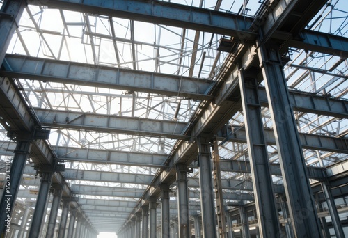 Wallpaper Mural Close up Geometric arrangement of industrial steel beams at a construction site Torontodigital.ca