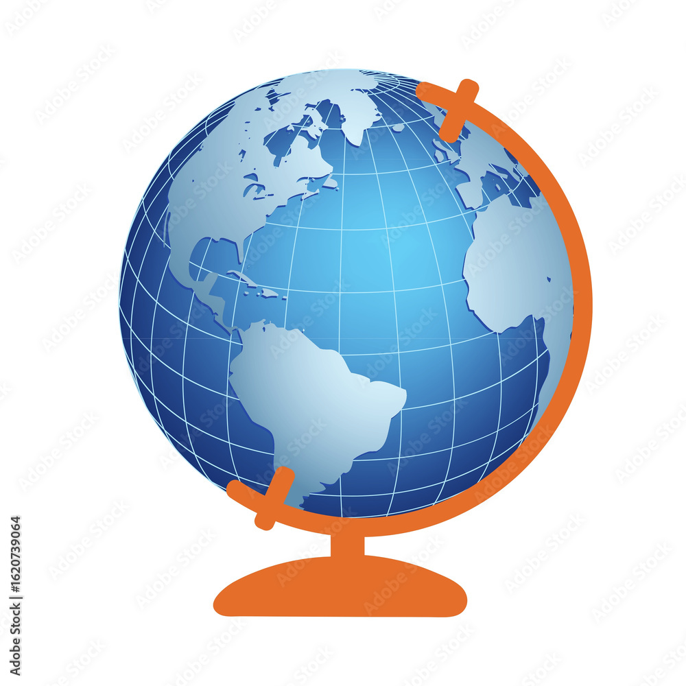Fototapeta premium Cute Globe with Water Drop on White Background