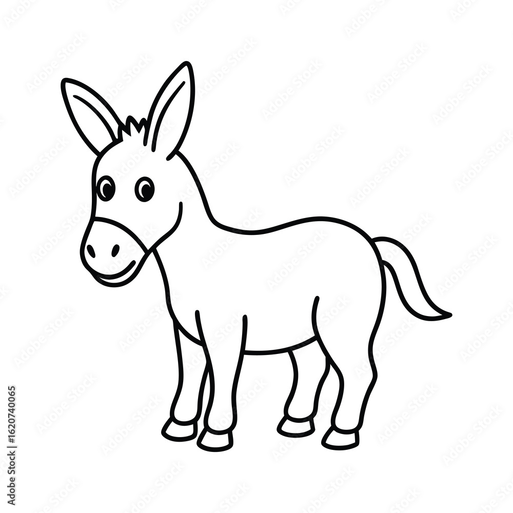 Obraz premium : outline cute donkey with big ears cartoon