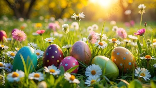 easter eggs in grass