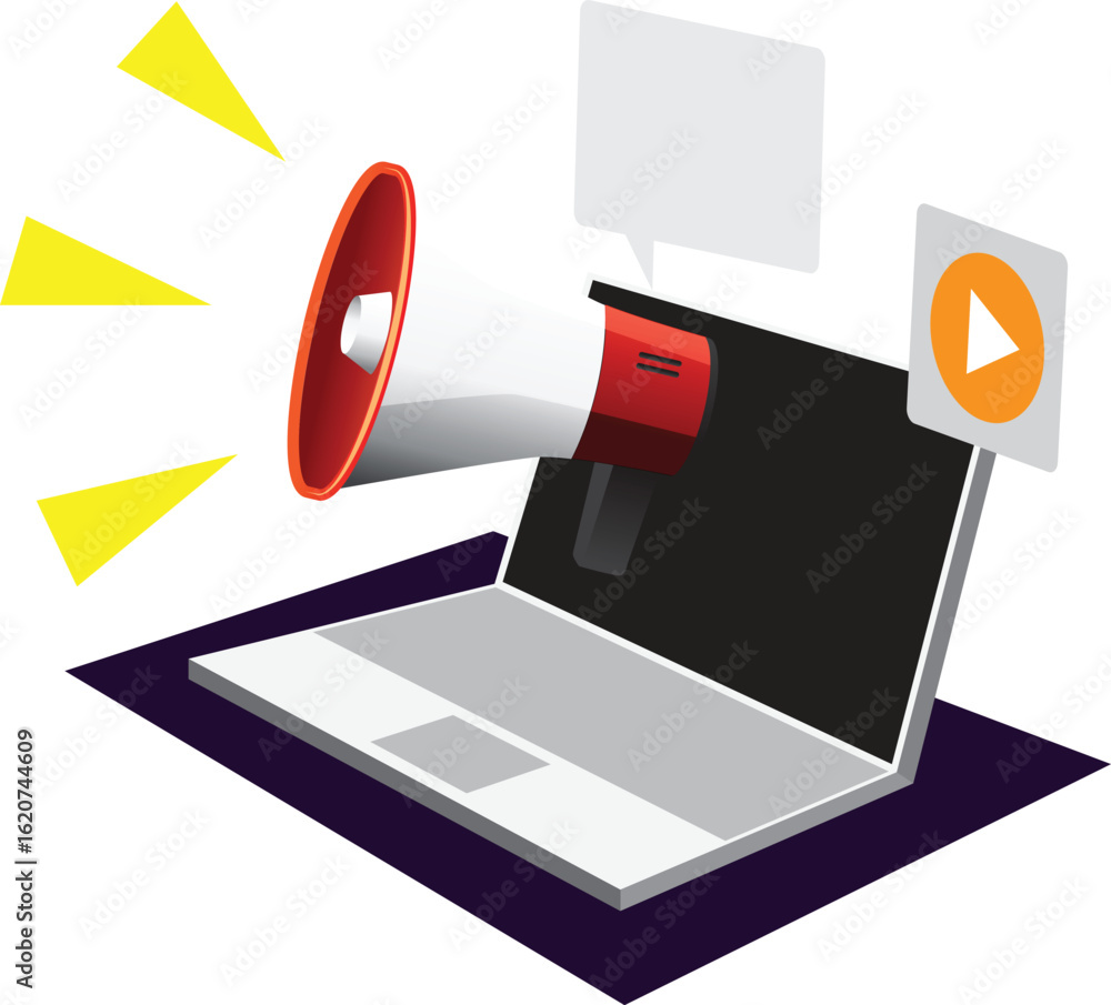 Obraz premium Electronic Information Announcement Computer system notifies the message